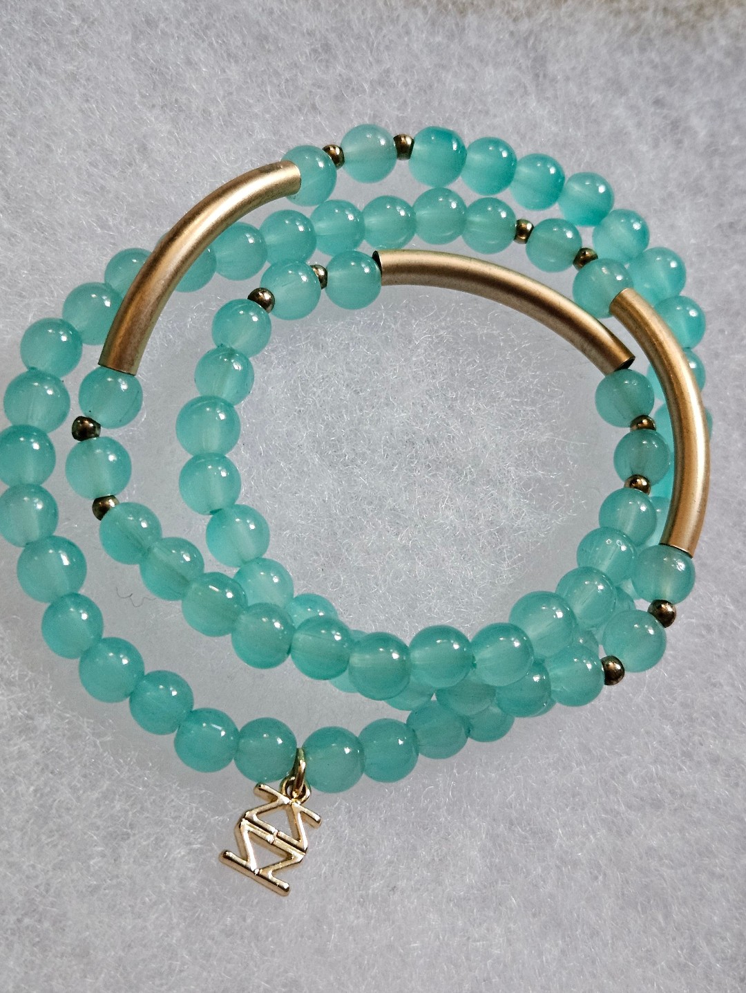 Zenzii Aqua Stretchy Beaded Wrap Around Bracelet Length 20"